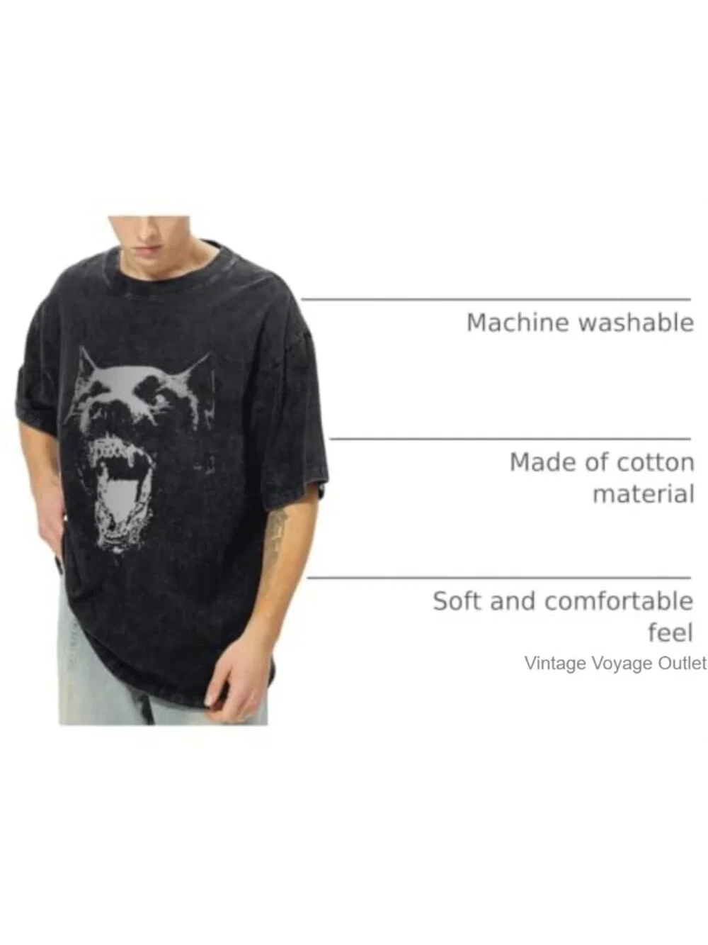 Oversized Graphic T-Shirt Men's Vintage Acid Wash Y2K Streetwear Cotton Tee